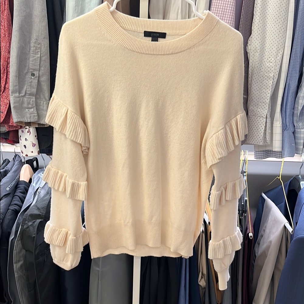 Cream Ruffle Sweater